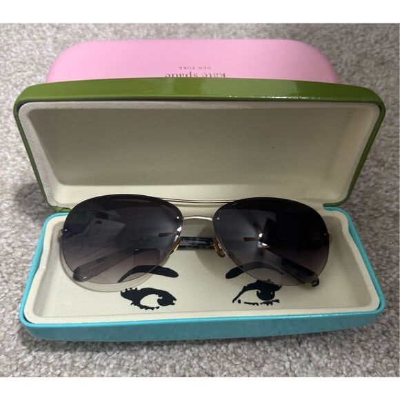 Kate Spade New York Beryl Tortoise Shell Aviator Designer Sunglasses W/ Case - Picture 1 of 7